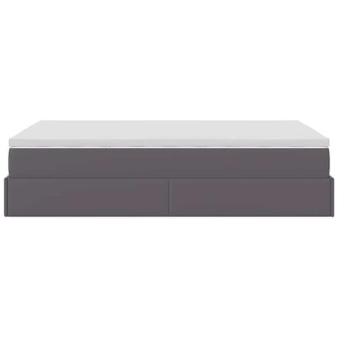 Struttura Letto Pouf con Materasso Grigio 120x190 cm Similpelle - Foto 9