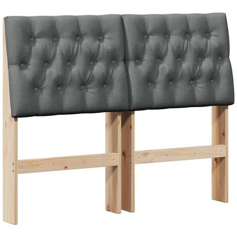 Testiera imbottita Grigio scuro 120 cm Pino massello - Foto 1