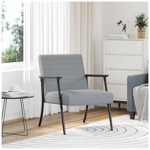 poltrona Grigio chiaro 59 x 75 x 78 cm Tessuto - Foto 2