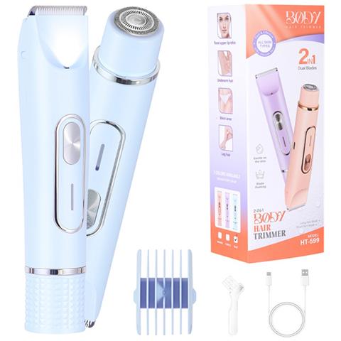 Rasoi Elettrico 2-in-1 A Doppia Testina E Rifinitore Bikini Per Donna - Portatile E Ricaricabile Blue - Foto 1
