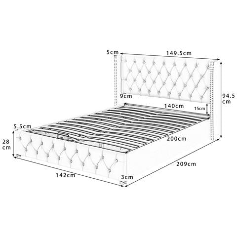 Letto In Velluto Beige Con Scala E Sponde Di Sicurezza - Foto 2