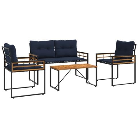 Set di Mobili da Esterno con cuscino 4 pcs Navy - Foto 1