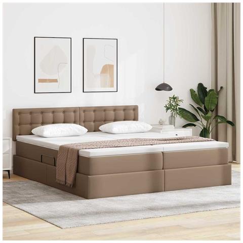 Letto con contenitore e LED con led Cappuccino 200 x 200 cm - Foto 2