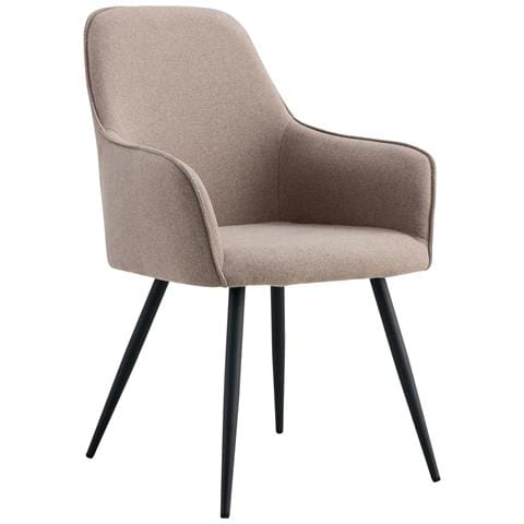 Set 2 Sedie Da Pranzo Harbo Con Braccioli In Tessuto Grigio Pietra E Gambe Nere 57x65x87 Cm - Foto 1