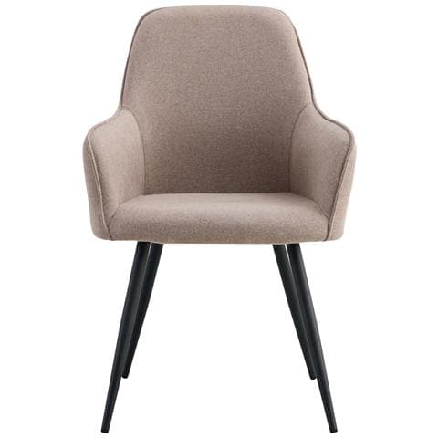 Set 2 Sedie Da Pranzo Harbo Con Braccioli In Tessuto Grigio Pietra E Gambe Nere 57x65x87 Cm - Foto 2