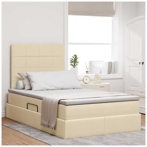 Letto con contenitore e materasso Crema 120 x 190 cm Tessuto - Foto 2