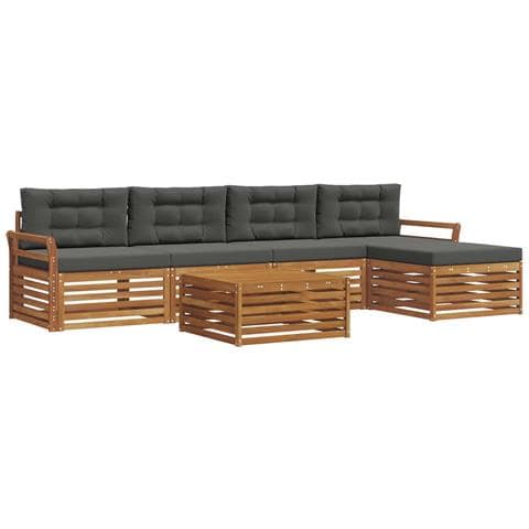 Set di divani da esterno con cuscino 6 pcs Naturale e Antracite - Foto 1