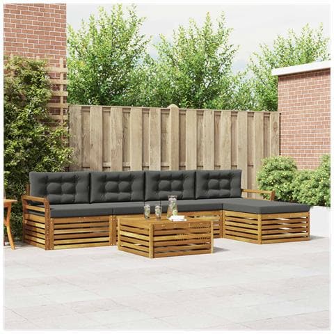 Set di divani da esterno con cuscino 6 pcs Naturale e Antracite - Foto 2