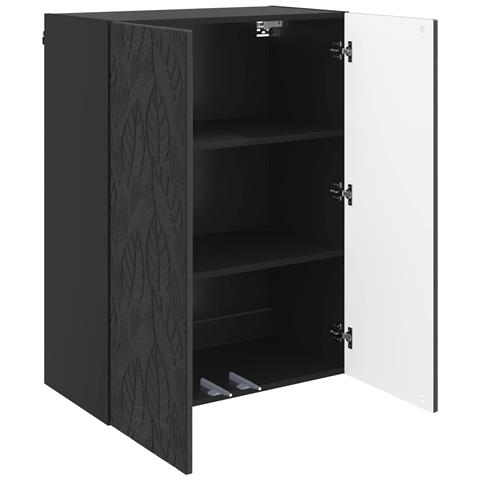 Mobiletto a muro Nero 66 x 34,5 x 90 cm Legno ingegnerizzato - Foto 2