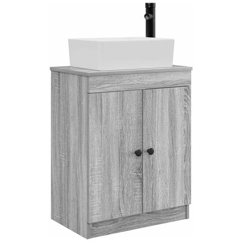 Mobile da bagno con lavabo Sonoma grigio 54 x 35 x 83 cm - Foto 1