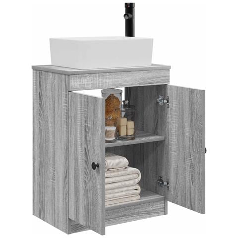 Mobile da bagno con lavabo Sonoma grigio 54 x 35 x 83 cm - Foto 2
