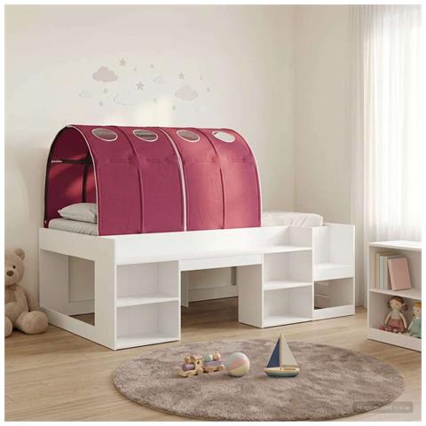 Letto alto per bambini con storage Bianco e Rosso - Foto 2