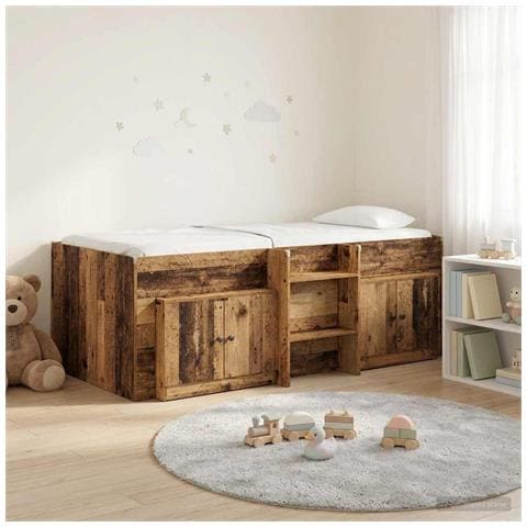 Struttura Letto Loft con Mobile con porta 3 pz Legno antico - Foto 2