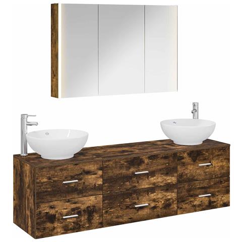 Set di mobili per il bagno 4 pcs Rovere Fumo - Foto 1