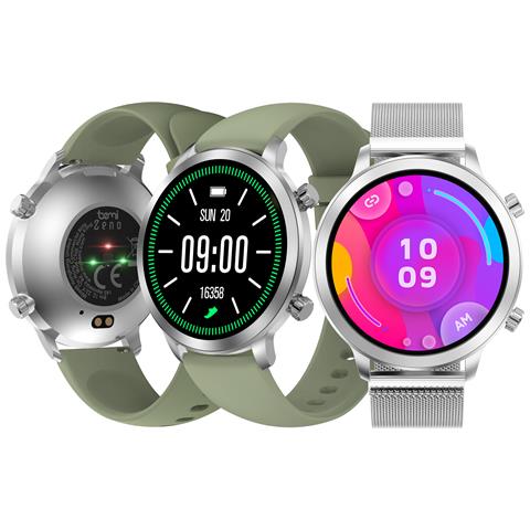 Smartwatch Zeno Con Ai / 1.43'' Amoled 466x466 / 2 Cinturini Inclusi / Chiamate / Frequenza Cardiaca, O2 Argento - Foto 1