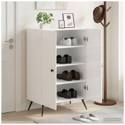 Mobile per scarpe BREDA 59,5 x 39,5 x 90 cm Bianco Lucido - Foto 2