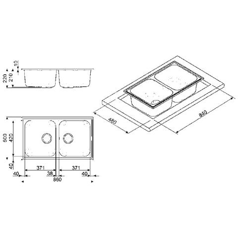 Lavello LZ862P 2 Vasche Dimensioni 86 x 50 cm Colore Panna Serie Rigae - Foto 8