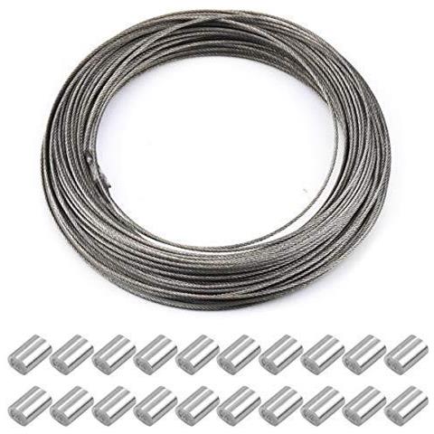 15 Millimetri X 30 M In Acciaio Inox Filo Cornice Appesa Cavo Filo Heavy Duty Garden Craft Forte Corda Filo Con Il 20 Alluminio Crimpatura Per Giardino Craft Stendino - Foto 1
