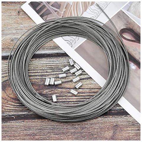 15 Millimetri X 30 M In Acciaio Inox Filo Cornice Appesa Cavo Filo Heavy Duty Garden Craft Forte Corda Filo Con Il 20 Alluminio Crimpatura Per Giardino Craft Stendino - Foto 4
