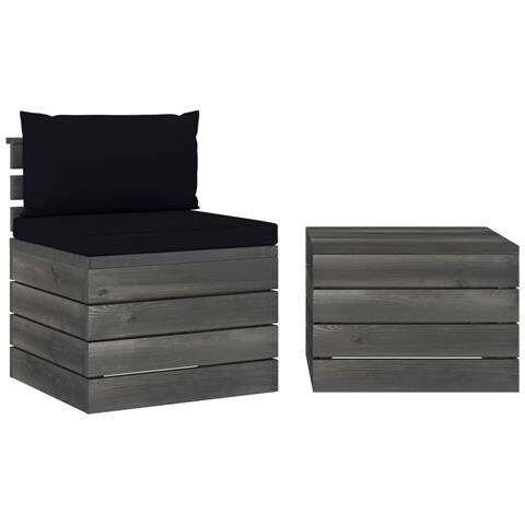 Set Divani da Giardino su Pallet 2 pz con Cuscini Massello Pino - Foto 1