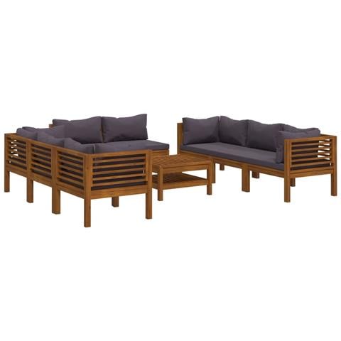 Set Divani Da Giardino 9 Pz Con Cuscini In Massello Di Acacia - Foto 1