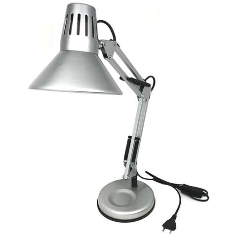 Lampada Da Tavolo Scrivania Lumetto Braccio Snodabile Morsetto Color Silver - Foto 2
