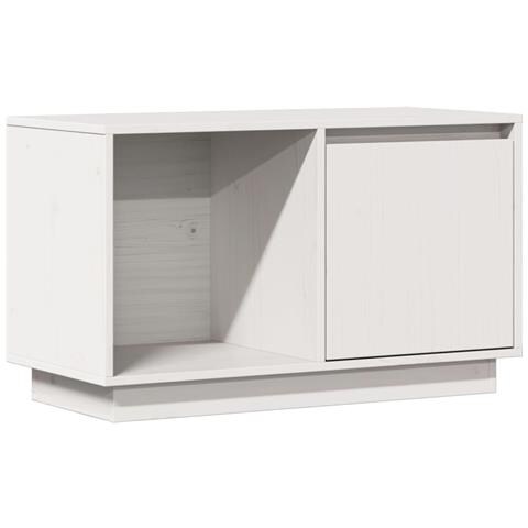 Mobile Porta Tv Bianco 74x35x44 Cm In Legno Massello Di Pino - Foto 2