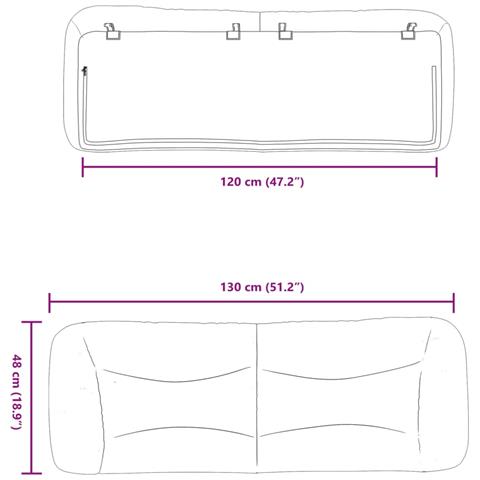 Cuscino Testiera Grigio Scuro 120 cm in Tessuto - Foto 2