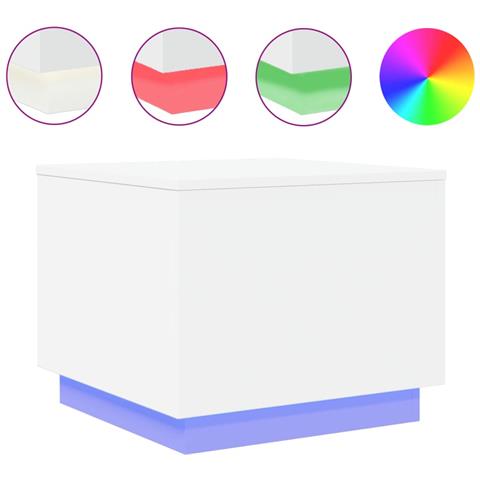Tavolino Da Salotto Con Luci Led Bianco 50x50x40 Cm - Foto 2