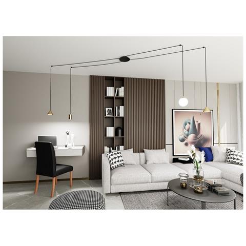 Lampada A Sospensione Modus - Nero - Acciaio Verniciato A Polvere - 70x100x70 Cm - Foto 2