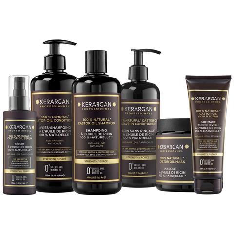 Kit Completo Anti-caduta All'olio Di Ricino Per Capelli Secchi, Fragili - Favorisce La Crescita - Senza Solfati, Parabeni, Siliconi - 3x500ml + 100ml + 350ml + 250ml + 1 Spazzola Inclusa - Foto 1