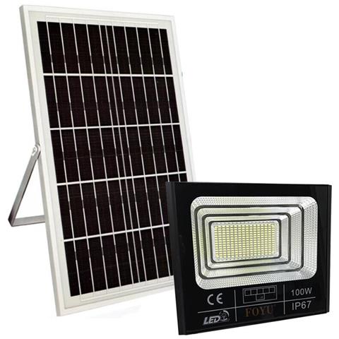 Faro Led 100 W Con Pannello Solare Crepuscolare Telecomando - Foto 1