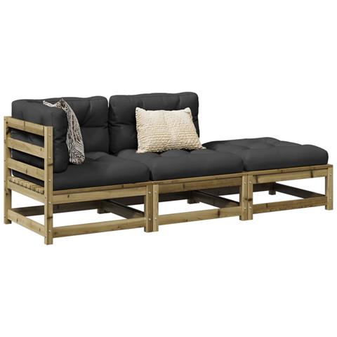 Set Divani Da Giardino 3pz Con Cuscini Legno Impregnato Di Pino - Foto 1