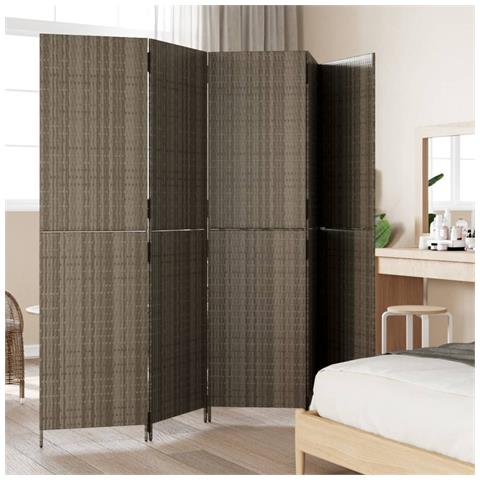 Divisorio per Ambienti a 5 Pannelli Grigio in Polyrattan - Foto 3