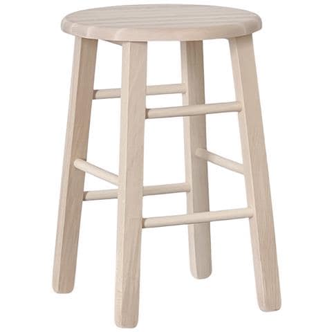 Sgabello Di Legno Con Seduta Rotonda H 47 Cm Grezzo Da Verniciare Gamba Dritti - Foto 1