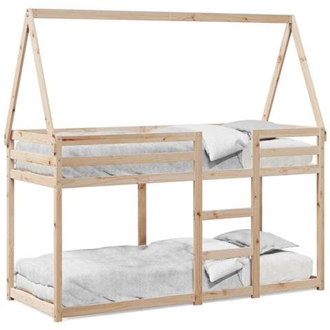 Letto a Castello con Tetto 75x190 cm in Legno Massello di Pino - Foto 1