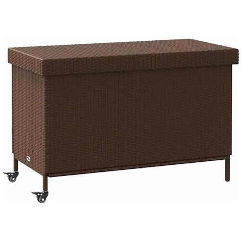Contenitore da Giardino con Ruote Marrone Polyrattan - Foto 1