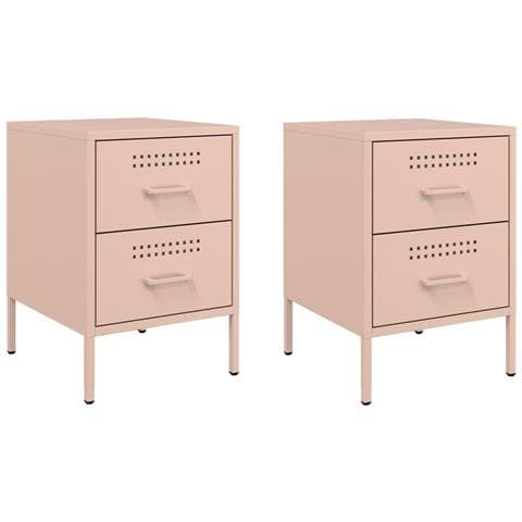Comodini 2 Pz Rosa 36x39x50,5 Cm In Acciaio - Foto 2