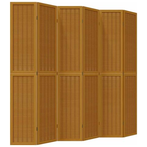Divisorio Ambienti 6 Pannelli Marrone Legno Massello Paulownia - Foto 2