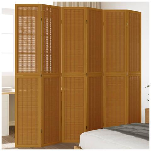 Divisorio Ambienti 6 Pannelli Marrone Legno Massello Paulownia - Foto 1