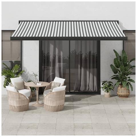 Tenda Retrattile Antracite E Bianca 4x3 M Tessuto E Alluminio - Foto 1