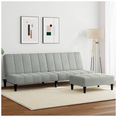 Lusso Casadino -  Divano Letto A 2 Posti Con Poggiapiedi Grigio Chiaro In Velluto - Foto 8