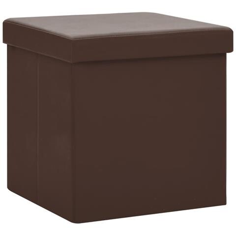 Sgabelli Con Contenitore Pieghevoli 2 Pz Marroni In Pvc - Foto 2