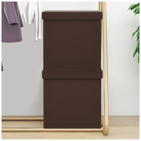 Sgabelli Con Contenitore Pieghevoli 2 Pz Marroni In Pvc - Foto 8