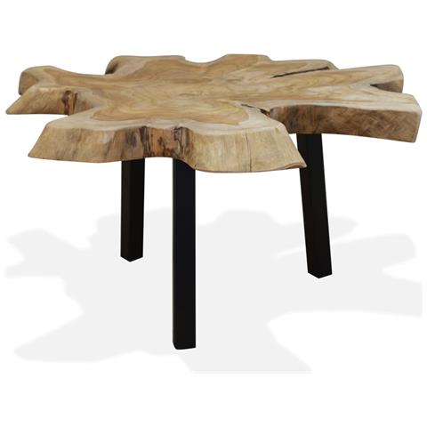 Tavolino Da Salotto In Legno Di Teak Autentico 80x70x38 Cm - Foto 2