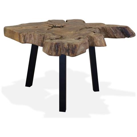 Tavolino Da Salotto In Legno Di Teak Autentico 80x70x38 Cm - Foto 1