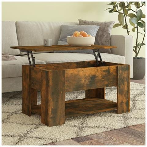 Lusso Casadino -  Tavolino Da Salotto Rovere Fumo 79x49x41cm In Legno Multistrato - Foto 8