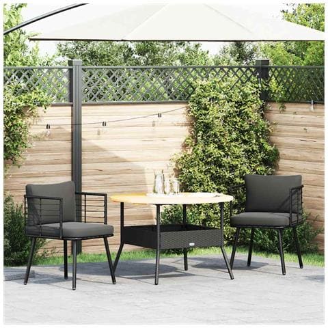 Sedie da Giardino con Cuscini 2 pz Nere in Polyrattan - Foto 2