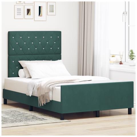 Letto Verde Scuro 120x190 cm Velluto - Foto 2