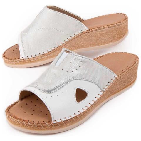 Sandali Con Zeppa Purapier Leida3 Bianchi Bianco Pelle Naturale - Foto 1